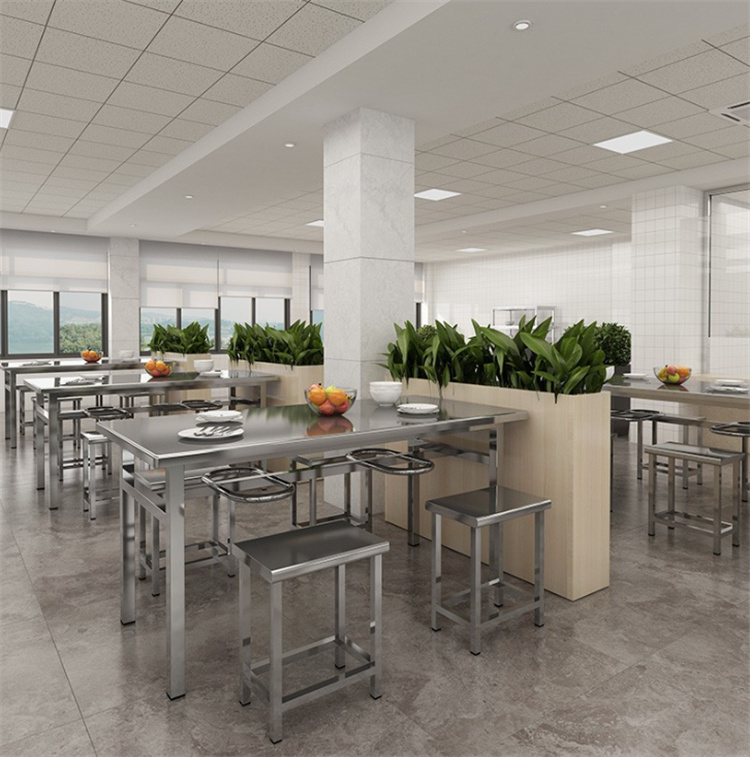 员工餐桌 餐桌椅组合学校学生餐厅连体桌椅