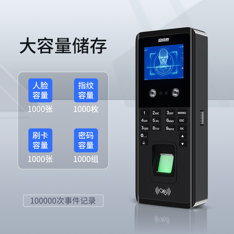指纹刷卡密码人脸识别门禁系统一体机