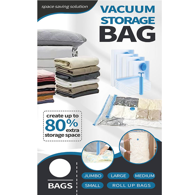 跨境真空压缩袋亚马逊衣物真空收纳衣服被子棉被家用真空整理